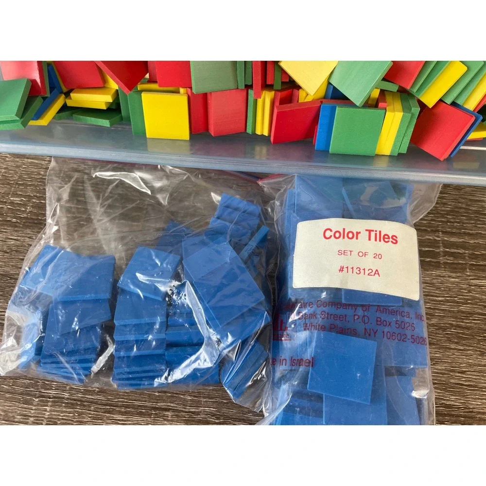 Vintage Harcourt Brace Math Manipulatives Attrilinks Color Tiles Learning Kit
